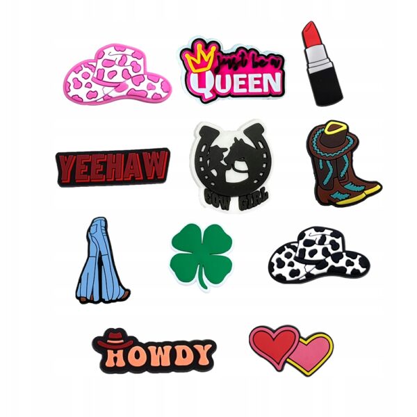 Przypinki do Crocs KONIE COWGIRL do butów telefonu torby zestaw 11 szt - obrazek 2