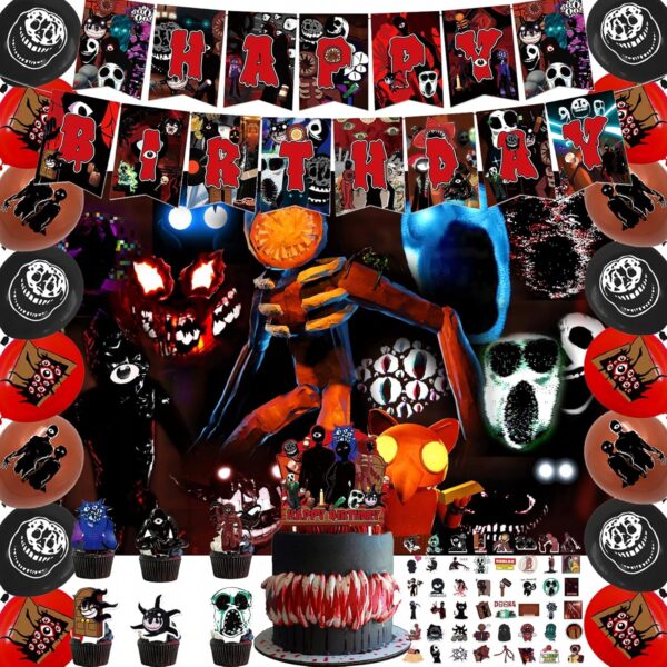 DEKORACJA URODZINOWA BANER GIRLANDA HAPPY BIRTHDAY z motywem Roblox Doors - obrazek 6