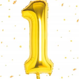 Duży Balon foliowy Złota cyfra 1 jeden 30 cali 76 cm 1 sztuka