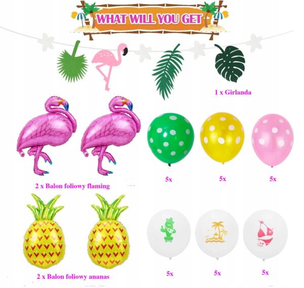 Zestaw Dekoracji Imprezowych Hawajskie Lato | Oro Party - obrazek 2