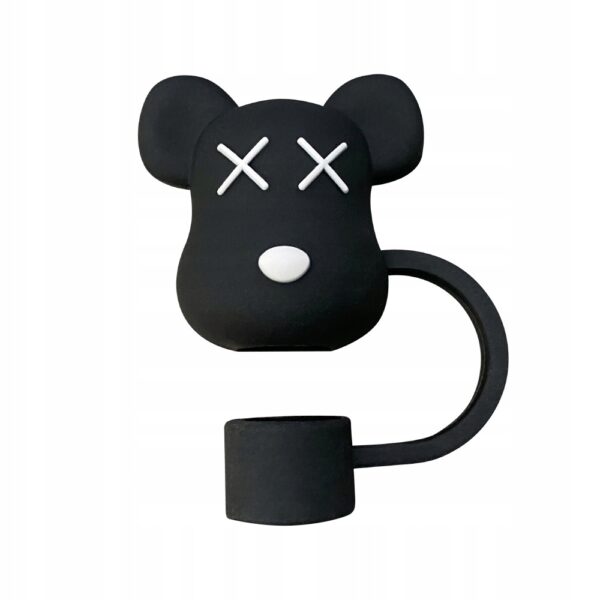 Silikonowa Zatyczka na Słomkę Kubek Stanley MIŚ KAWS BEAR CZARNY 1szt - obrazek 3
