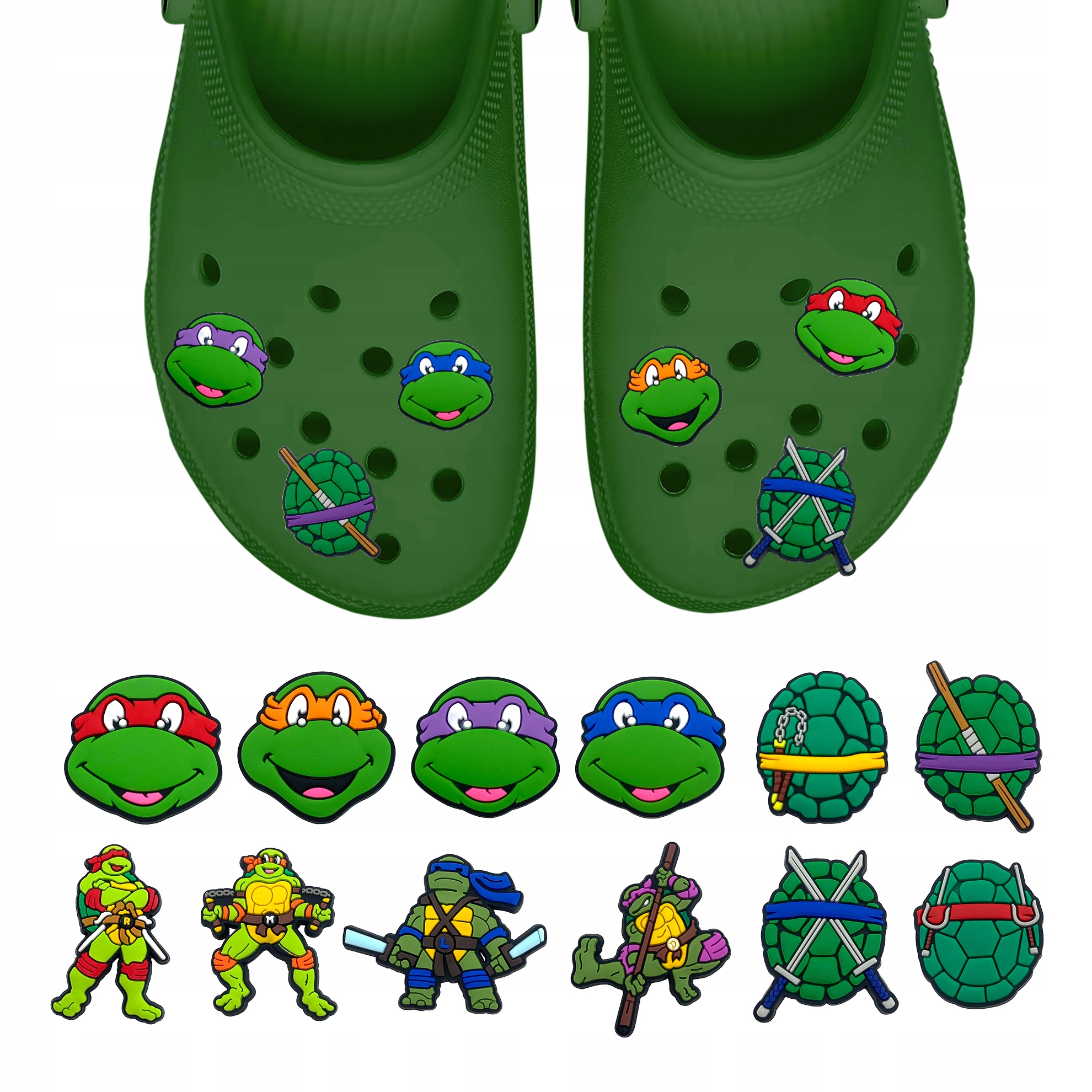 Zestaw przypinek do butów Crocs ŻÓŁWIE NINJA