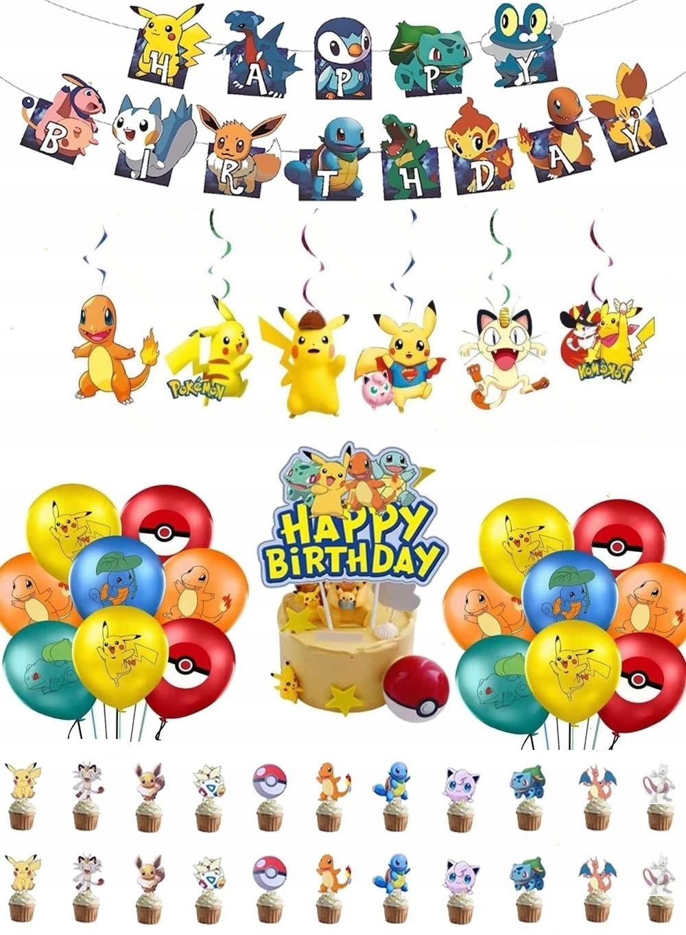 Zestaw Dekoracji Urodzinowych Pokémon Pikachu