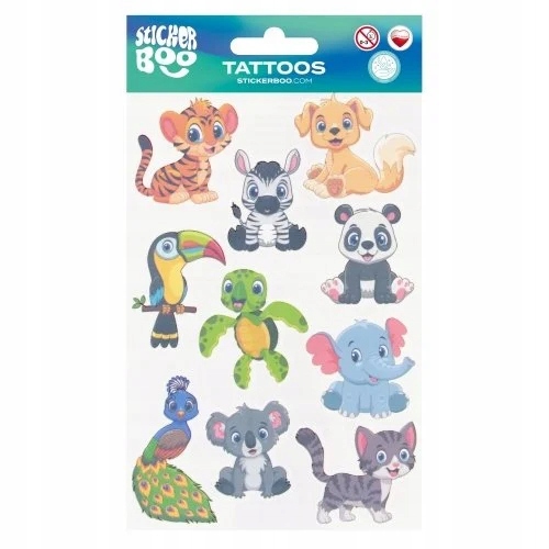 Tatuaż Zmywalny Zwierzęta Pies Kot 10x18 cm STICKER BOO