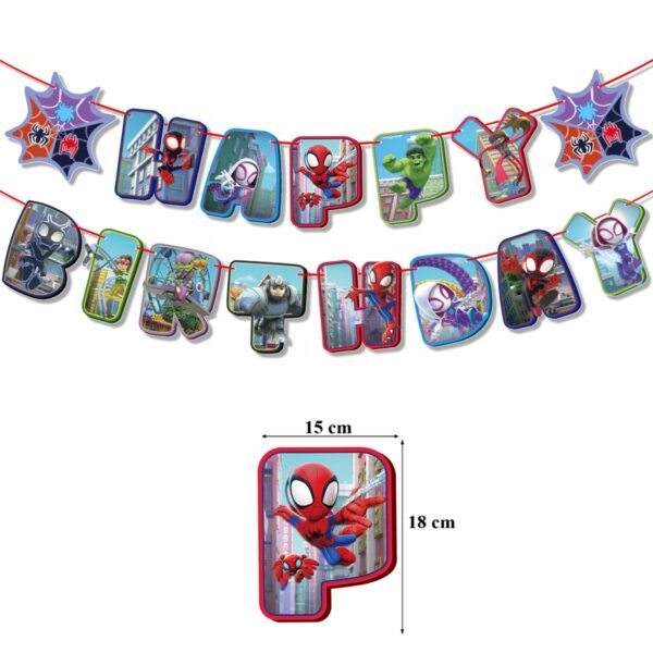 Zestaw dekoracji urodzinowych SpiderMan, Hulk, Spidey + Girlanda + Topper na tort i toppery – Oro Party - obrazek 5