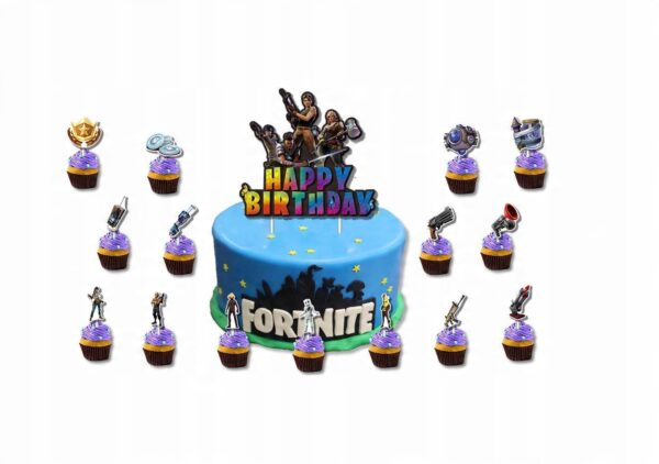 Zestaw Dekoracji Urodzinowych FORTNITE – Oro Party | Balony + Girlanda + Toppery - obrazek 6