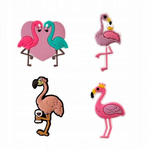 Przypinki do Crocs FLAMINGI SUMMER do butów telefonu torby zestaw 4 szt - obrazek 2