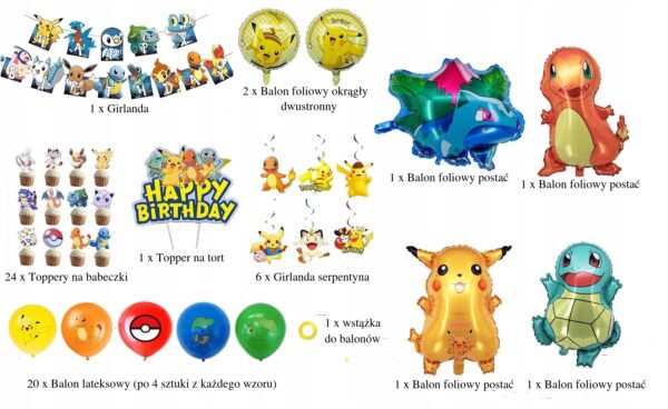 Pokémon Zestaw XL Dekoracji Urodzinowych - Oro Party - obrazek 2