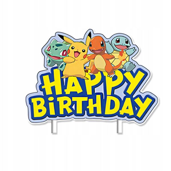 Toppery Pokémon z Pikachu – Oro Party | Duży Topper na Tort + 24 Toppery na Babeczki | Dekoracje Urodzinowe - obrazek 3