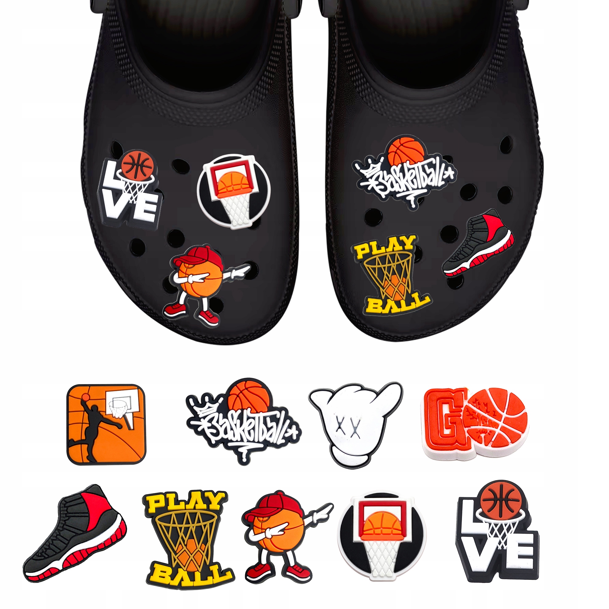 Przypinki do Crocs KOSZYKÓWKA do butów telefonu torby zestaw 9 szt