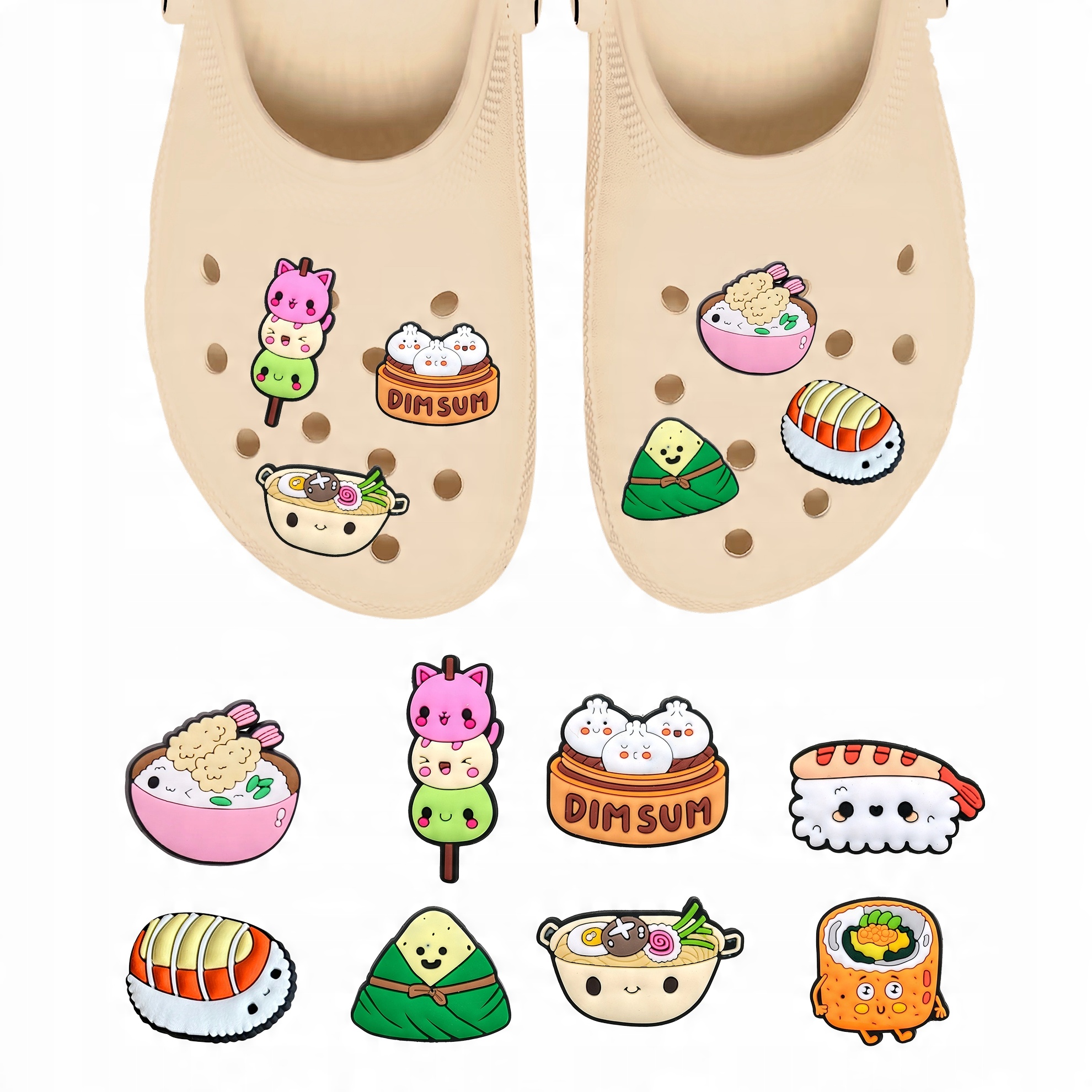 Przypinki do Crocs JAPOŃSKIE SUSHI do butów telefonu torby zestaw 8 szt