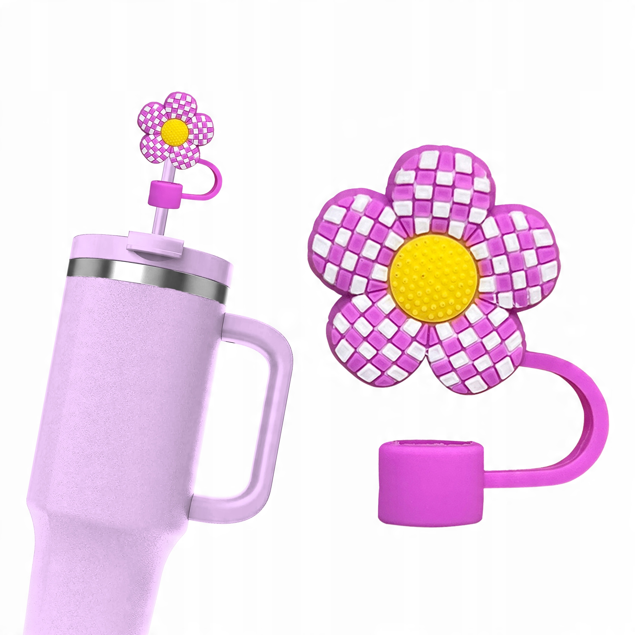 Silikonowa Zatyczka na Słomkę Kubek Stanley KWIAT STOKROTKA FLOWERS