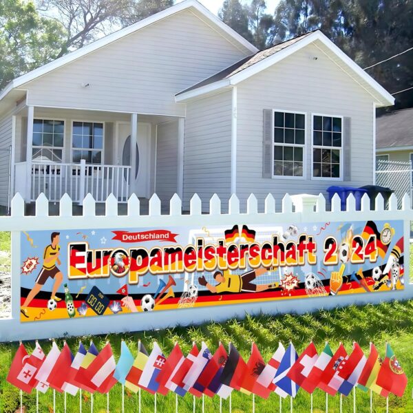 TŁO PIŁKARSKIE BANER EURO 2024 DEKORACJA URODZINY PIŁKA NOŻNA 280 x 40 cm