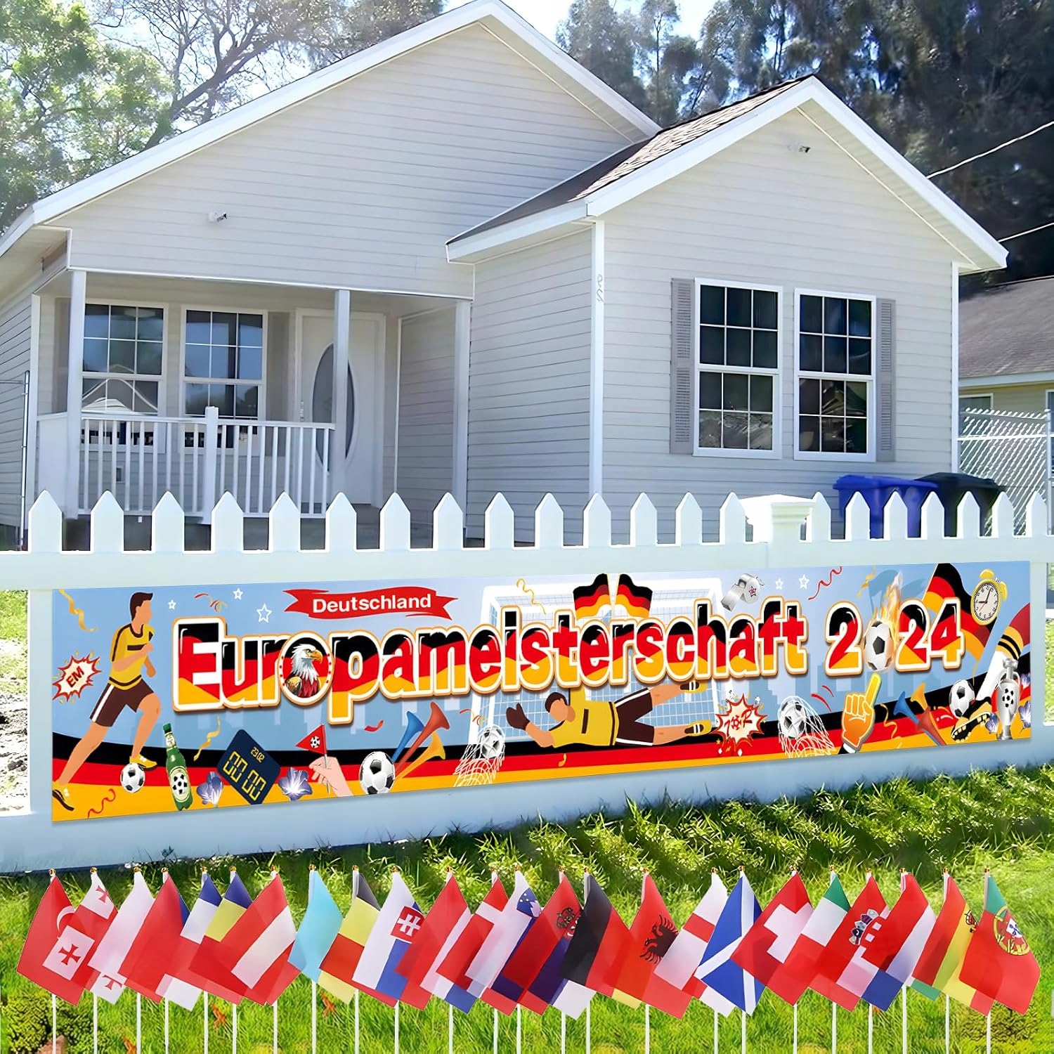 TŁO PIŁKARSKIE BANER EURO 2024 DEKORACJA URODZINY PIŁKA NOŻNA 280 x 40 cm