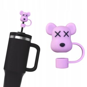 Silikonowa Zatyczka na Słomkę Kubek Stanley MIŚ KAWS BEAR FIOLETOWY 1szt