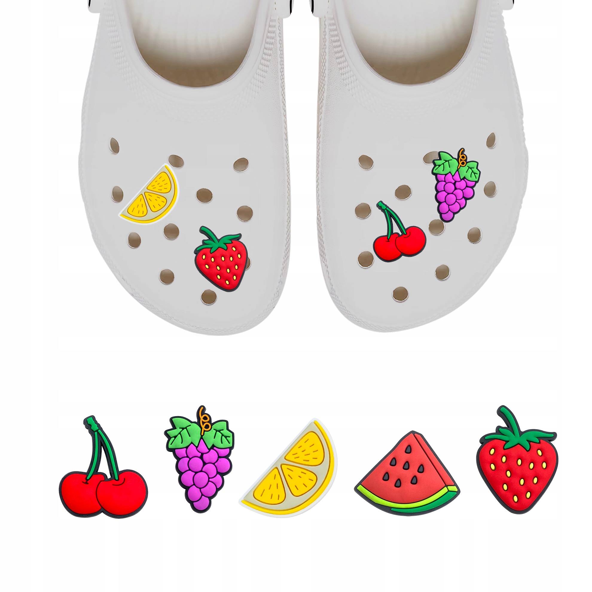 Przypinki do Crocs OWOCE do butów telefonu torby zestaw 5 szt