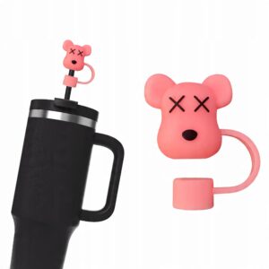 Silikonowa Zatyczka na Słomkę Kubek Stanley MIŚ KAWS BEAR RÓŻOWY 1szt