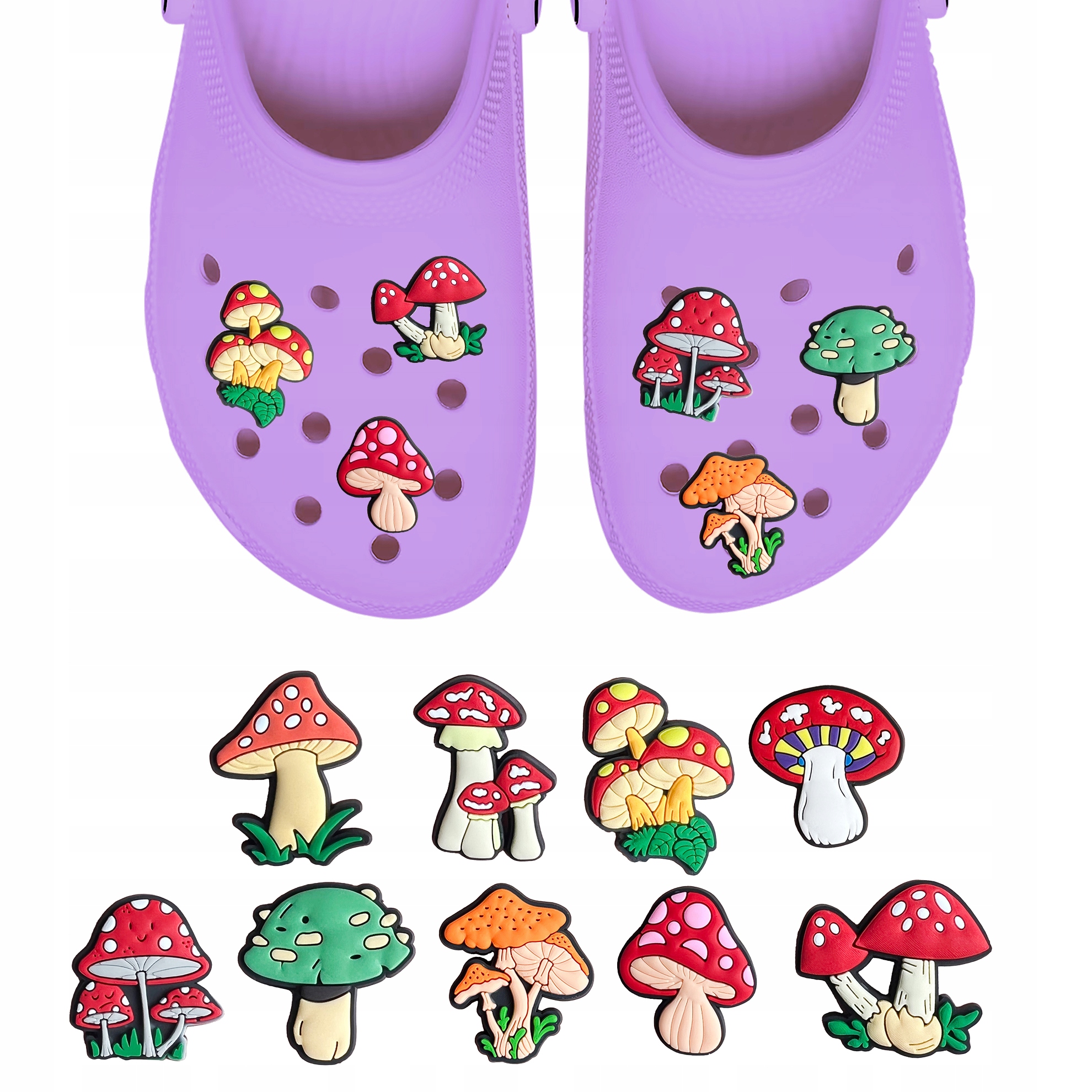 Zestaw przypinek do butów Crocs GRZYBY
