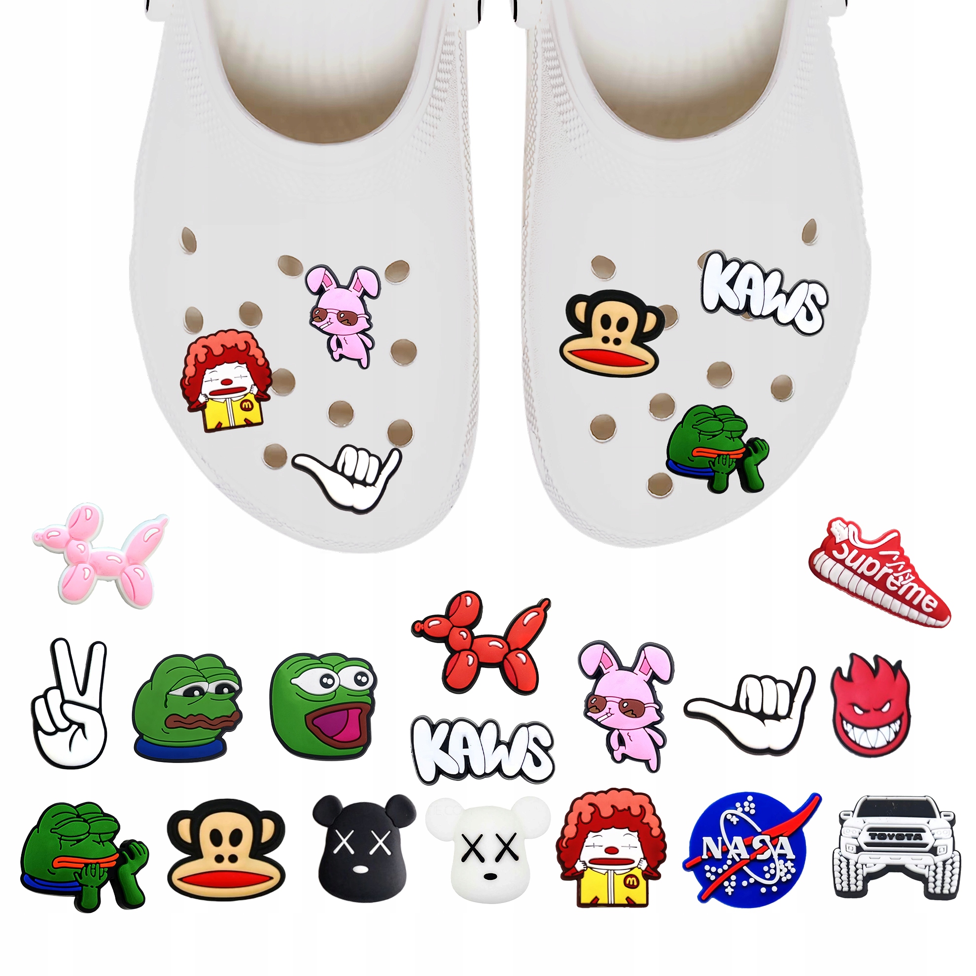 Przypinki do Crocs LOGO BRANDS do butów telefonu torby zestaw 17 szt