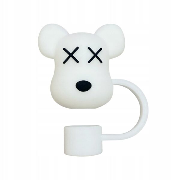 Silikonowa Zatyczka na Słomkę Kubek Stanley MIŚ KAWS BEAR BIAŁY 1szt - obrazek 3