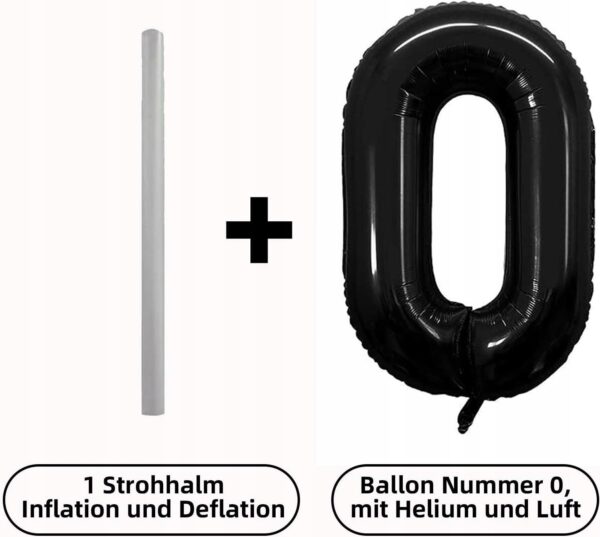Duży Balon foliowy Czarny cyfra 0 zero 38 cali 96 cm 1 sztuka - obrazek 3