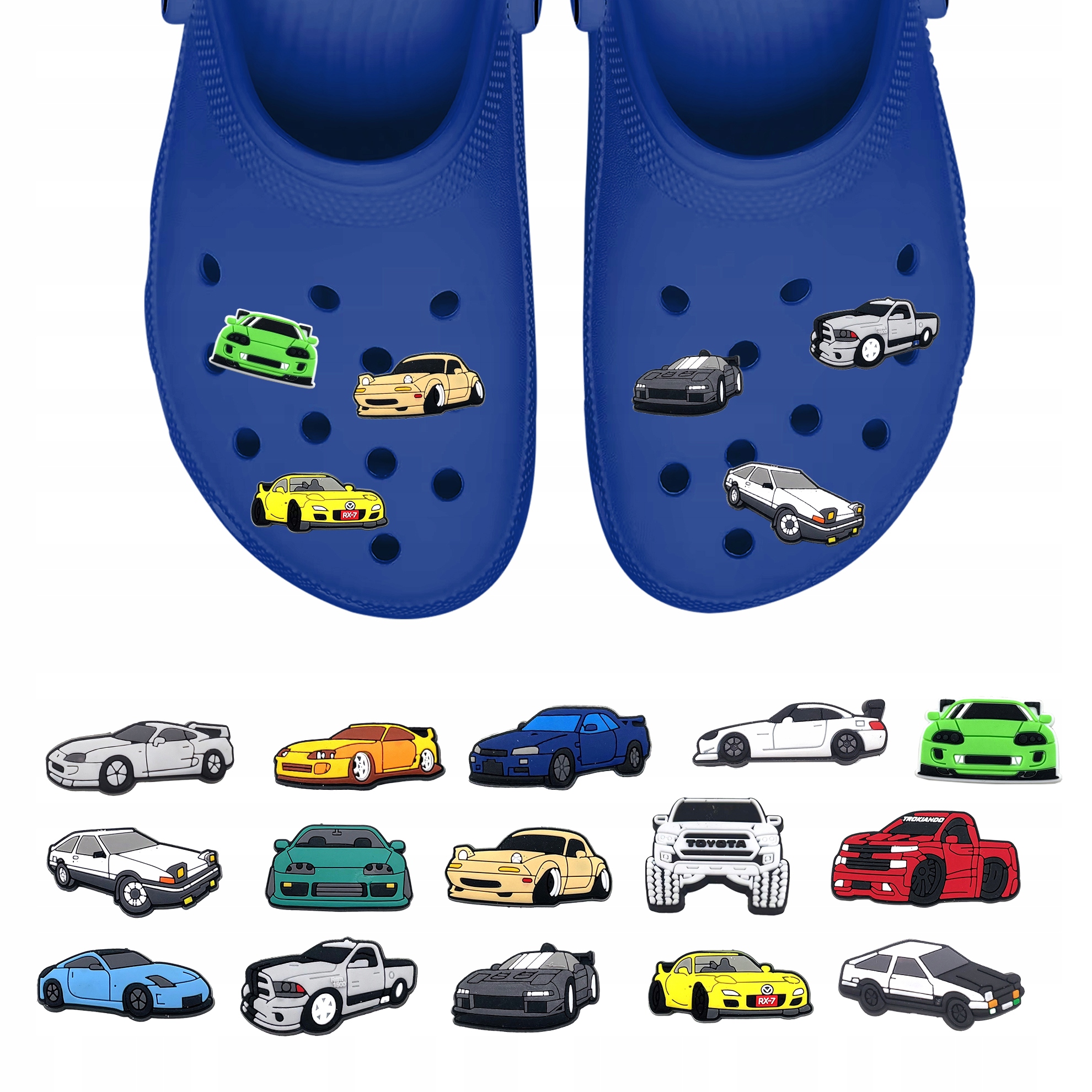 Przypinki do Crocs SAMOCHODY AUTA do butów telefonu torby zestaw 15 szt