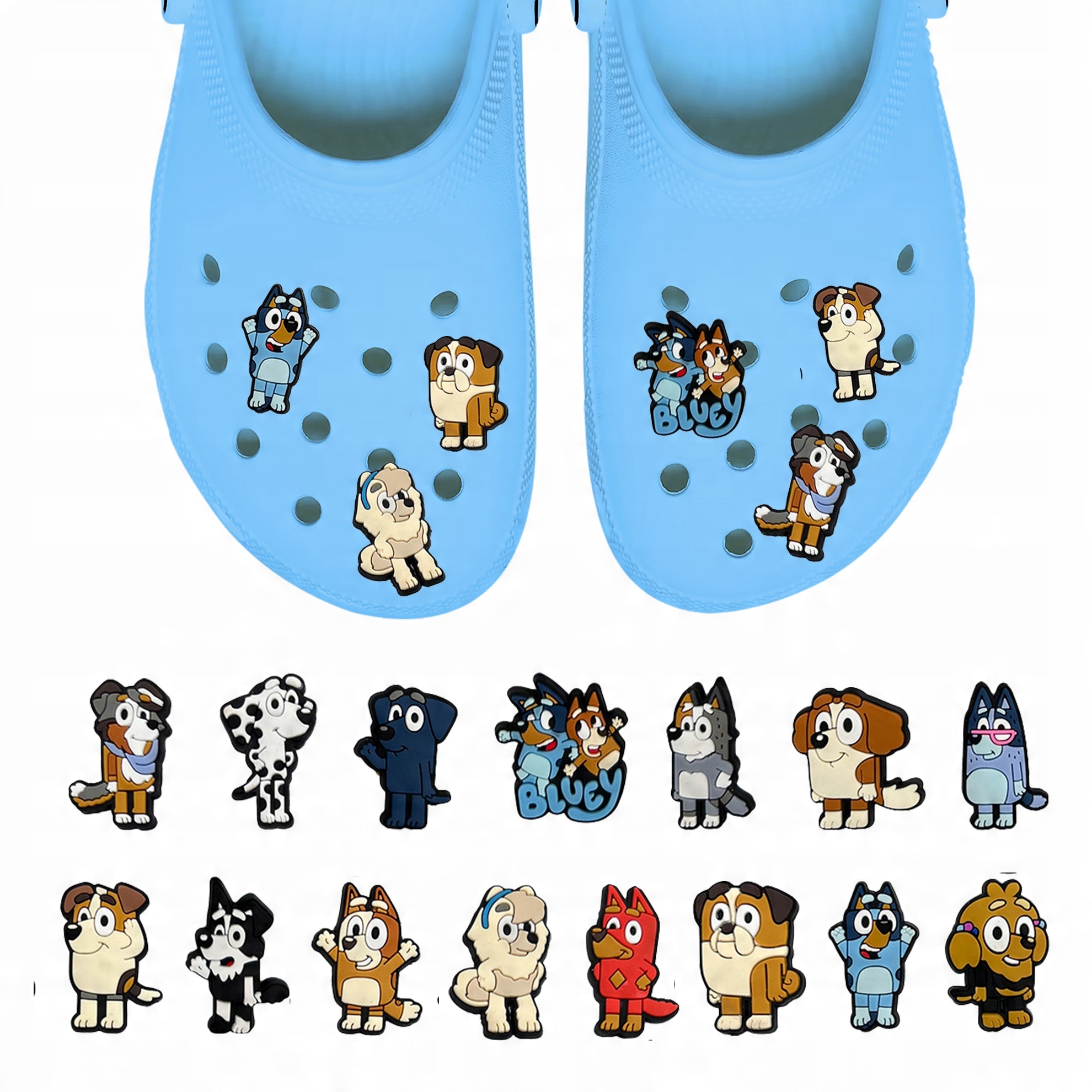 Przypinki do Crocs BLUEY do butów telefonu torby zestaw 15 szt