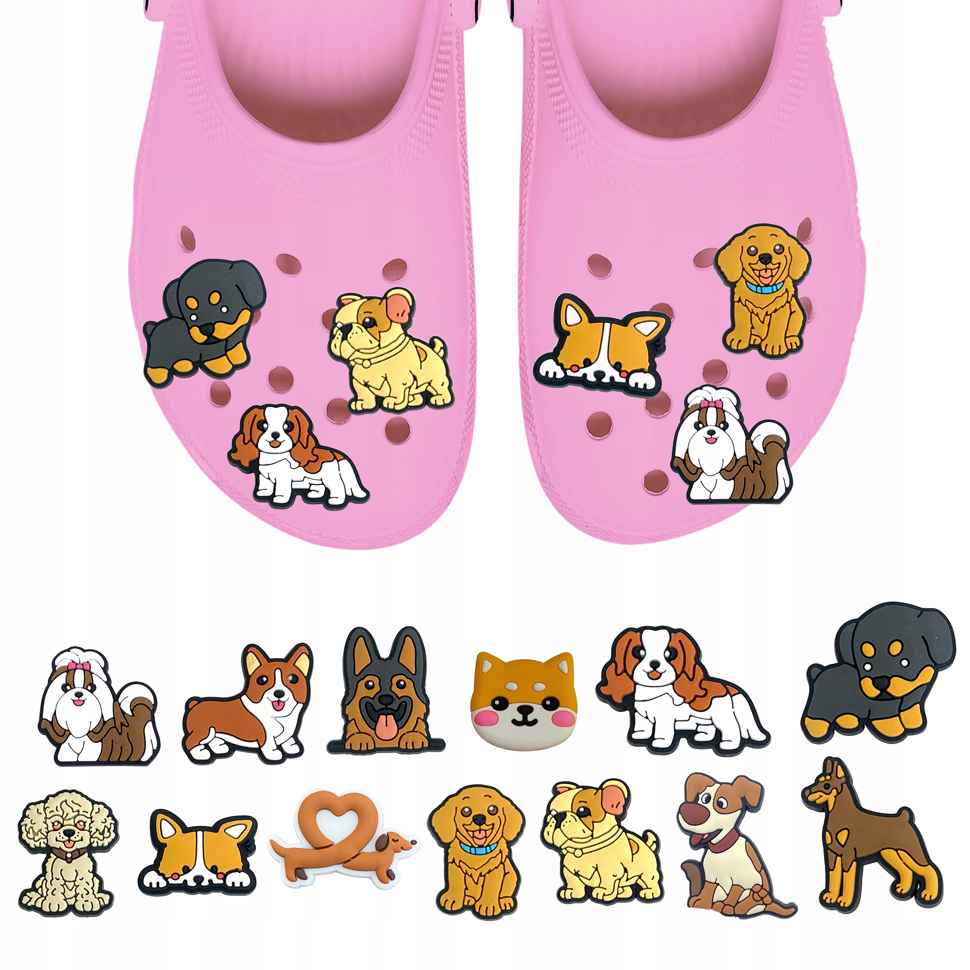 Przypinki do Crocs PSY PIESKI do butów telefonu torby zestaw 13 szt