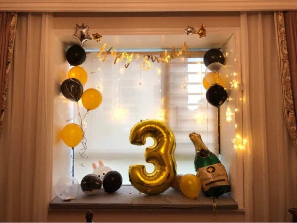 Duży Balon foliowy Złota cyfra 3 trzy 40 cali 100 cm 1 sztuka - obrazek 3