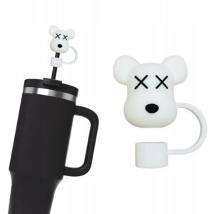 Silikonowa Zatyczka na Słomkę Kubek Stanley MIŚ KAWS BEAR BIAŁY 1szt