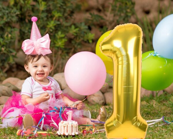 Duży Balon foliowy Złota cyfra 1 jeden 30 cali 76 cm 1 sztuka - obrazek 8