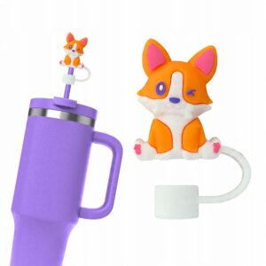 Silikonowa Nasadka na Słomkę Kubek Stanley PIES PIESEK CORGI 1 szt