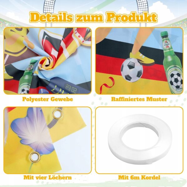TŁO PIŁKARSKIE BANER EURO 2024 DEKORACJA URODZINY PIŁKA NOŻNA 280 x 40 cm - obrazek 3
