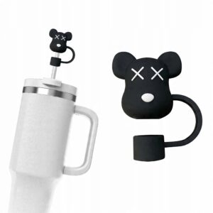 Silikonowa Zatyczka na Słomkę Kubek Stanley MIŚ KAWS BEAR CZARNY 1szt