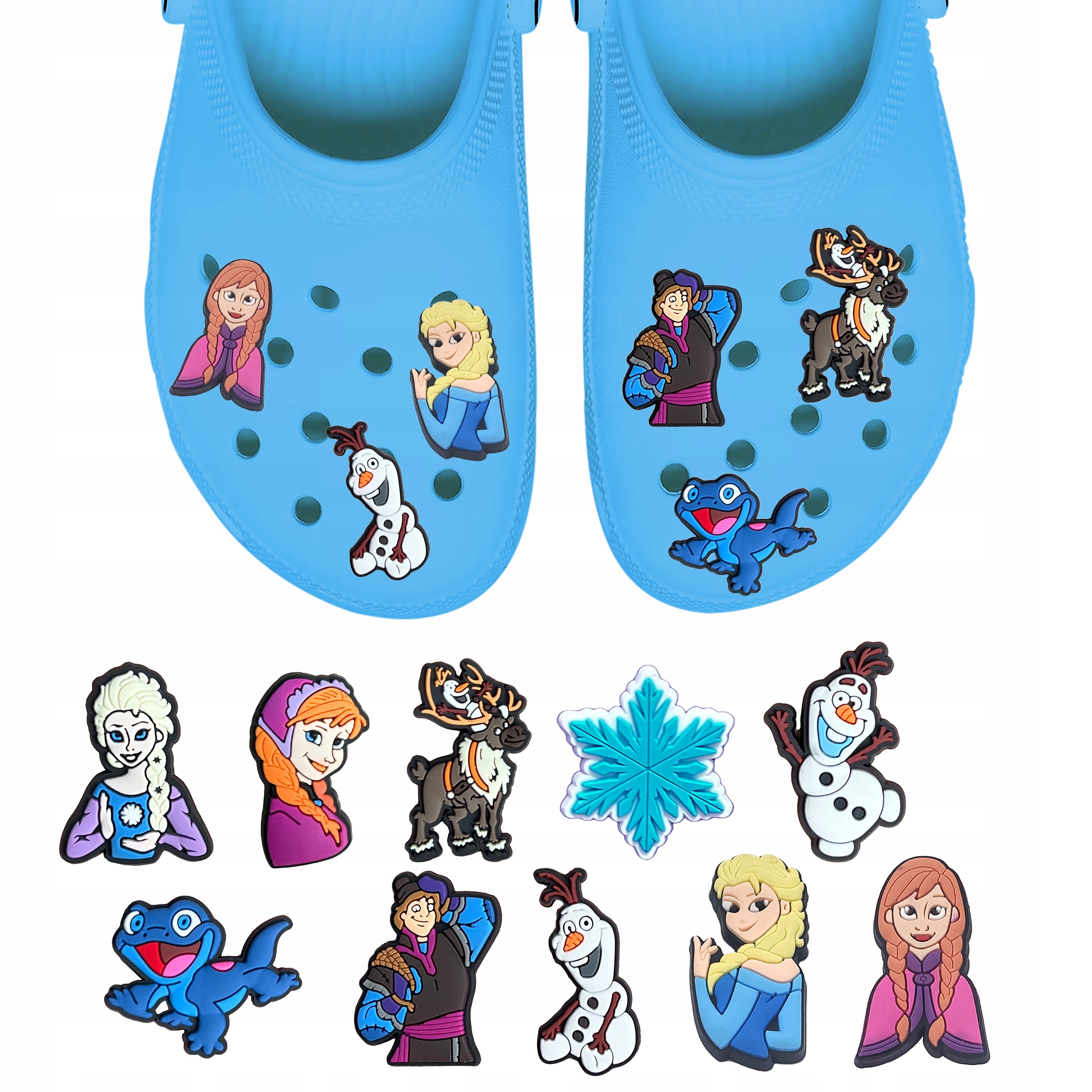 Przypinki do Crocs KRAINA LODU FROZEN do butów telefonu torby zestaw 10 szt
