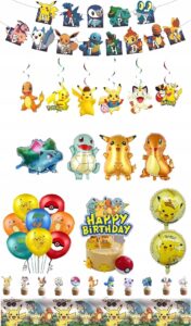 Pokémon Zestaw XXL Balonowych Dekoracji Urodzinowych - Oro Party | Girlanda + Balony + Toppery + Obrus