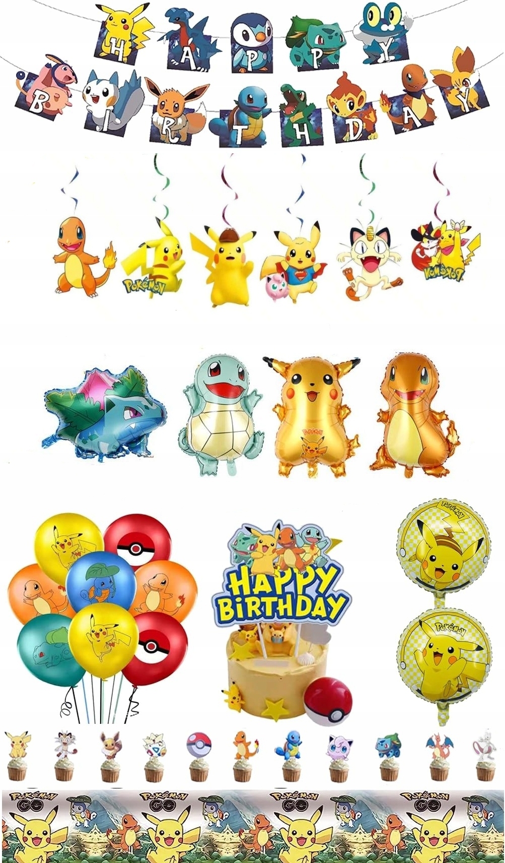 Pokémon Zestaw XXL Balonowych Dekoracji Urodzinowych