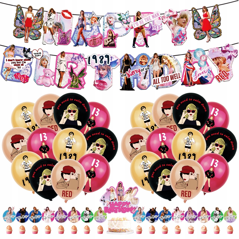 Oro Party Zestaw balonowych dekoracji urodzinowych Taylor Swift