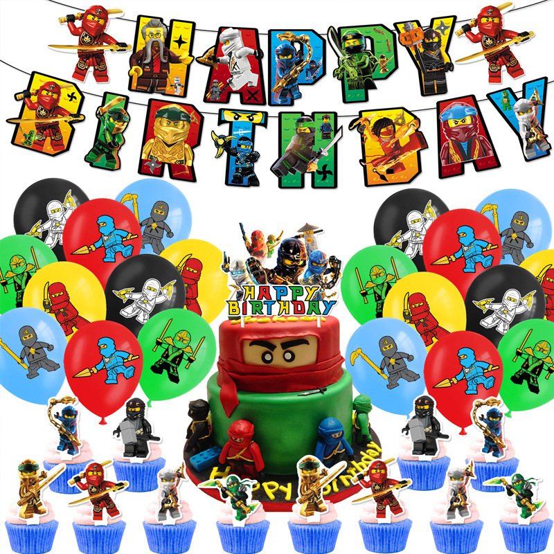 Oro Party Zestaw balonowych dekoracji urodzinowych Lego Ninjago